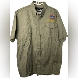 Boys Scout Olive Green Short Sleeve Shooting Shirt with Embroidery